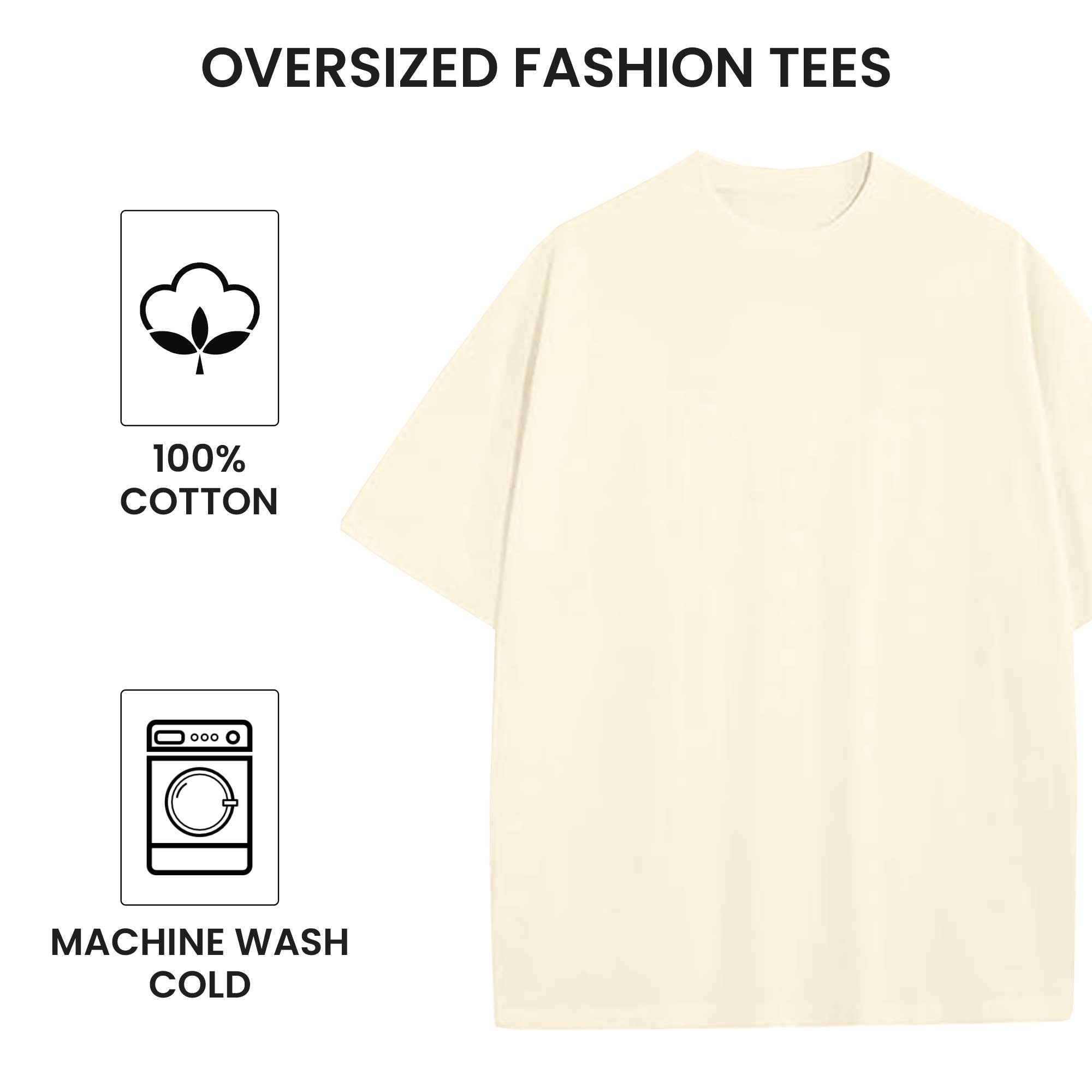 Men's 100% Cotton Drop Shoulder Fashion Tees: Ivory