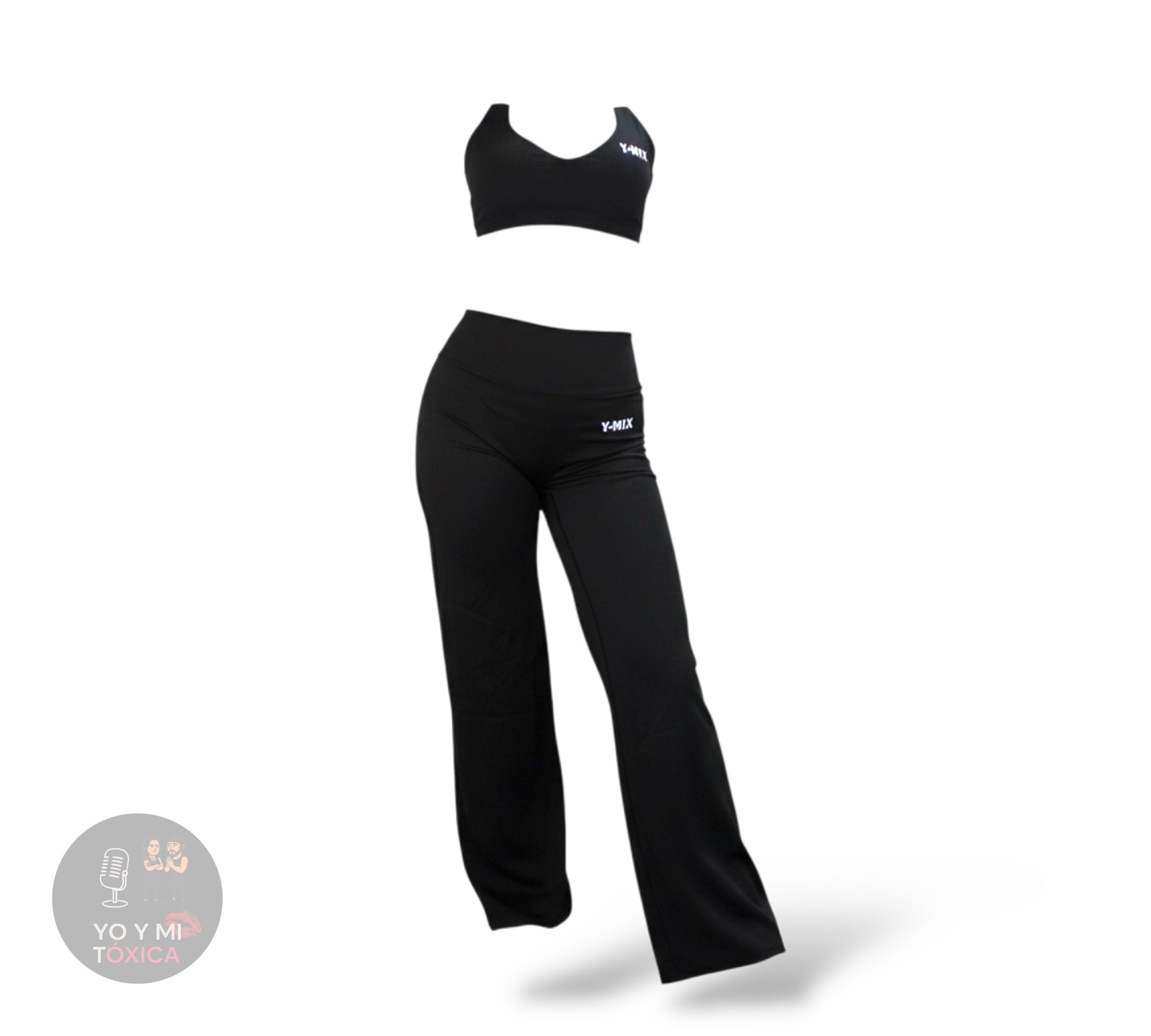 Top Halter + Pantalón Flare (Negro & Azul Marino)