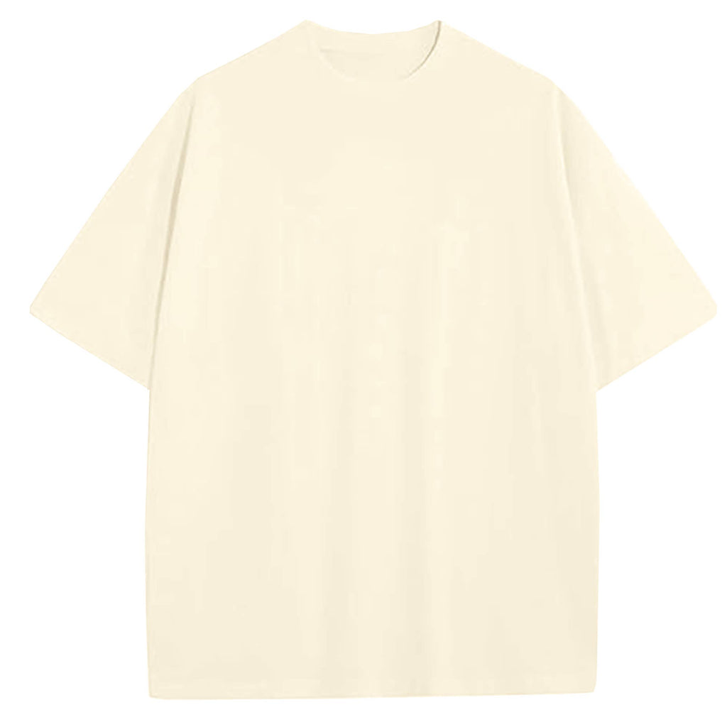 Men's 100% Cotton Drop Shoulder Fashion Tees: Ivory