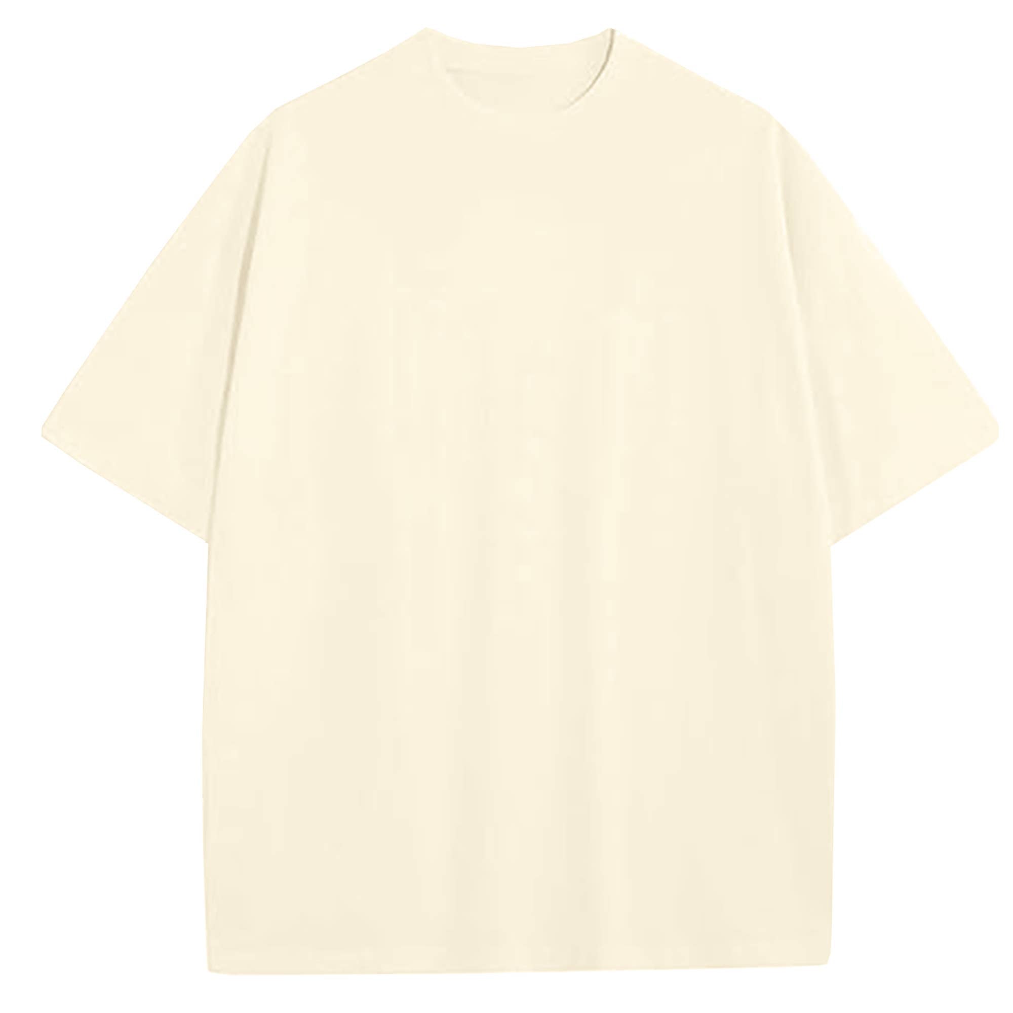 Men's 100% Cotton Drop Shoulder Fashion Tees: Ivory