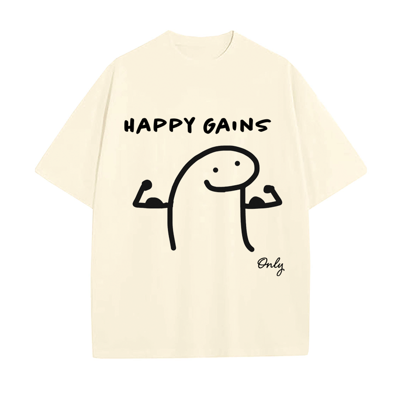 Men's 100% Cotton Drop Shoulder Fashion Tees: Ivory